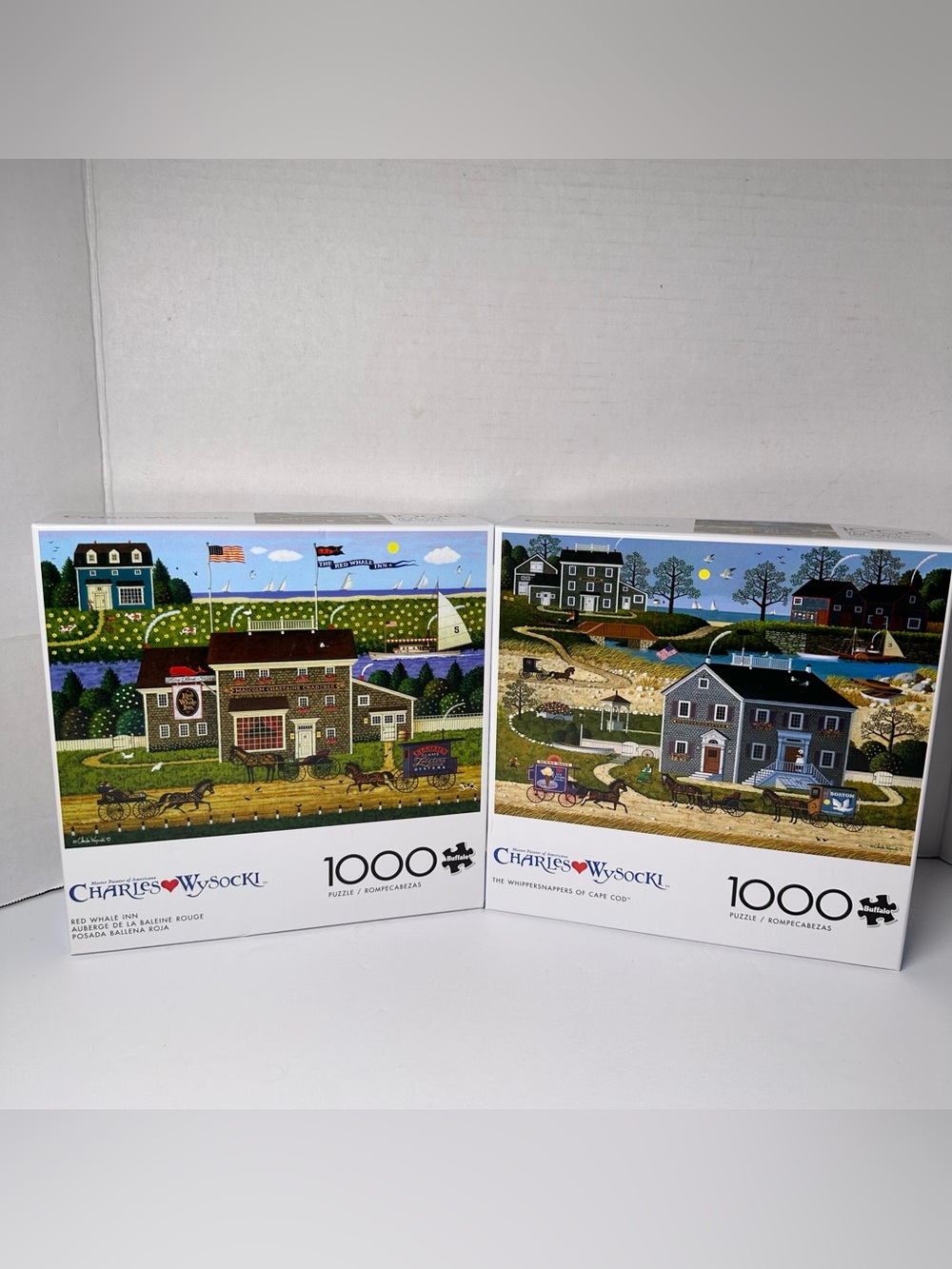 Charles Wysocki-2 Puzzles-Whippersnappers of Cape Cod + Red Whale Inn 1000Pc NIB
